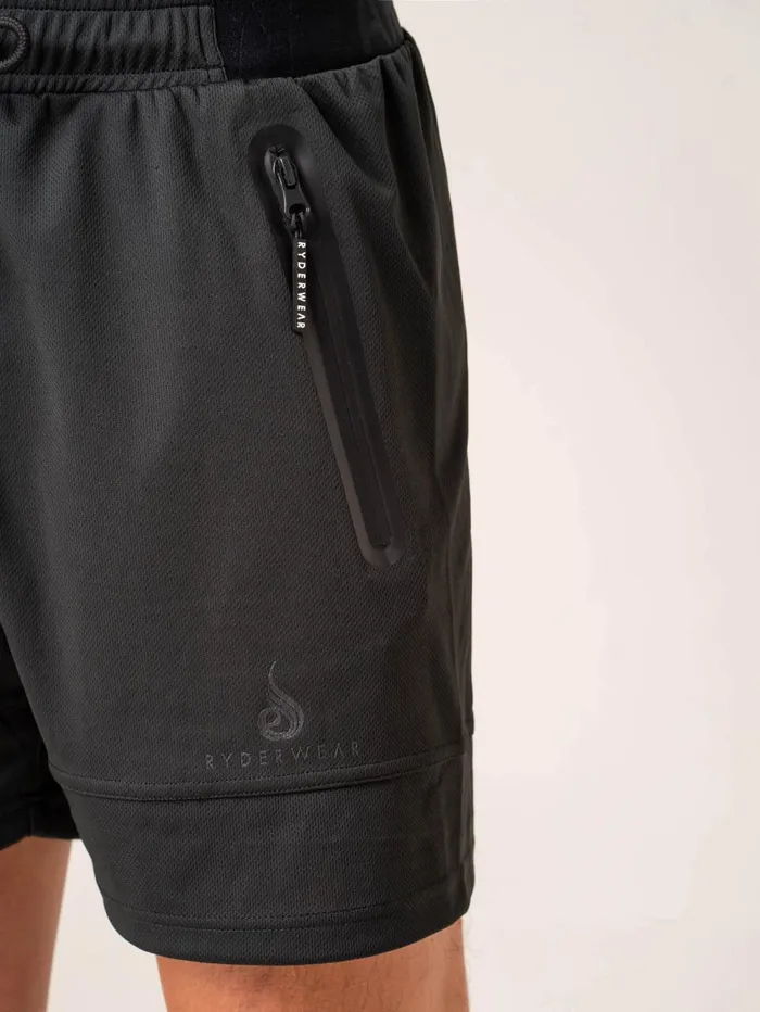 Emerge Mesh Short 8211 Faded Black Men Ryderwear Gym Shorts