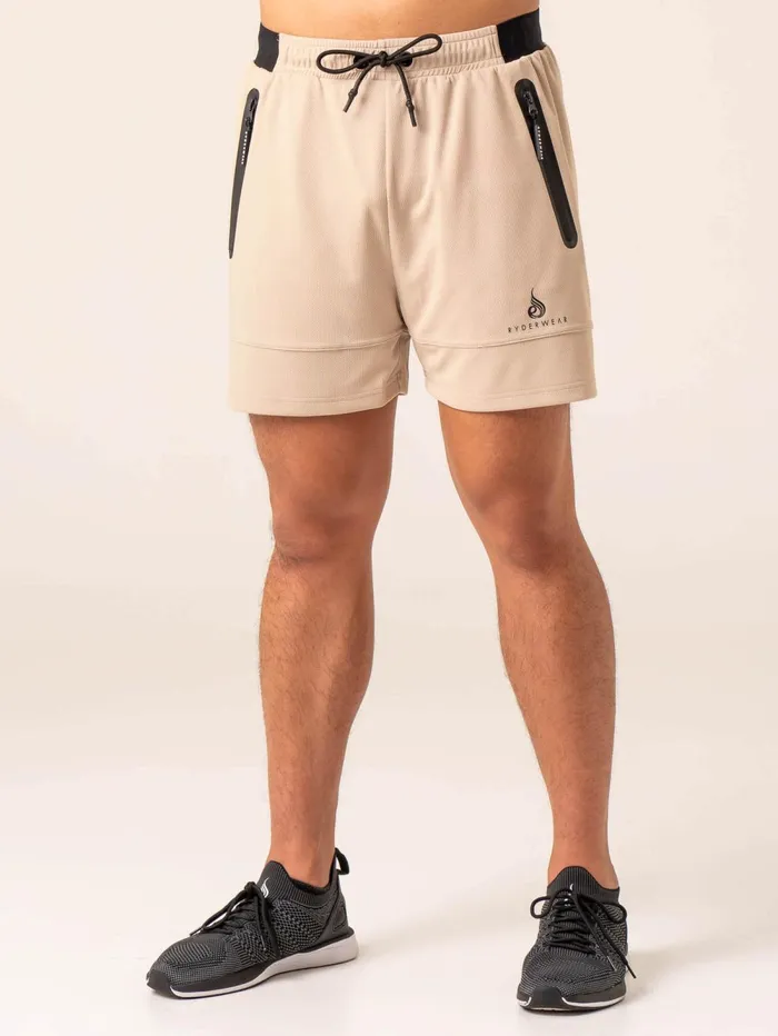Emerge Mesh Short 8211 Sand Men Ryderwear Gym Shorts