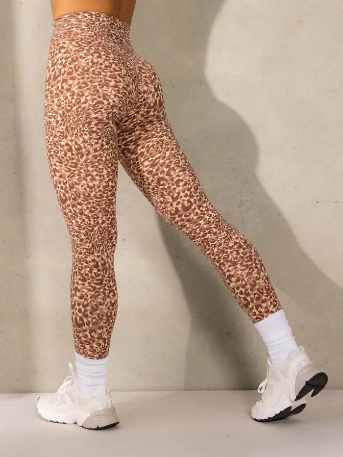 Empower High Waisted Leggings 8211 Mocha Leopard Women Ryderwear Leggings