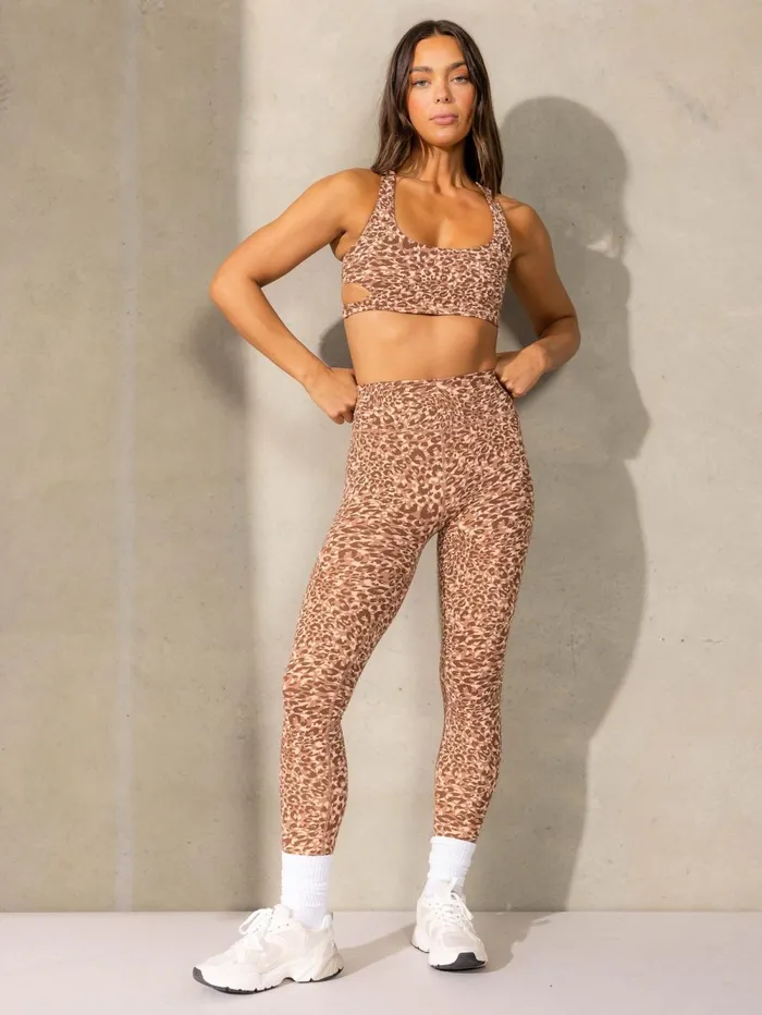 Empower High Waisted Leggings 8211 Mocha Leopard Women Ryderwear Leggings