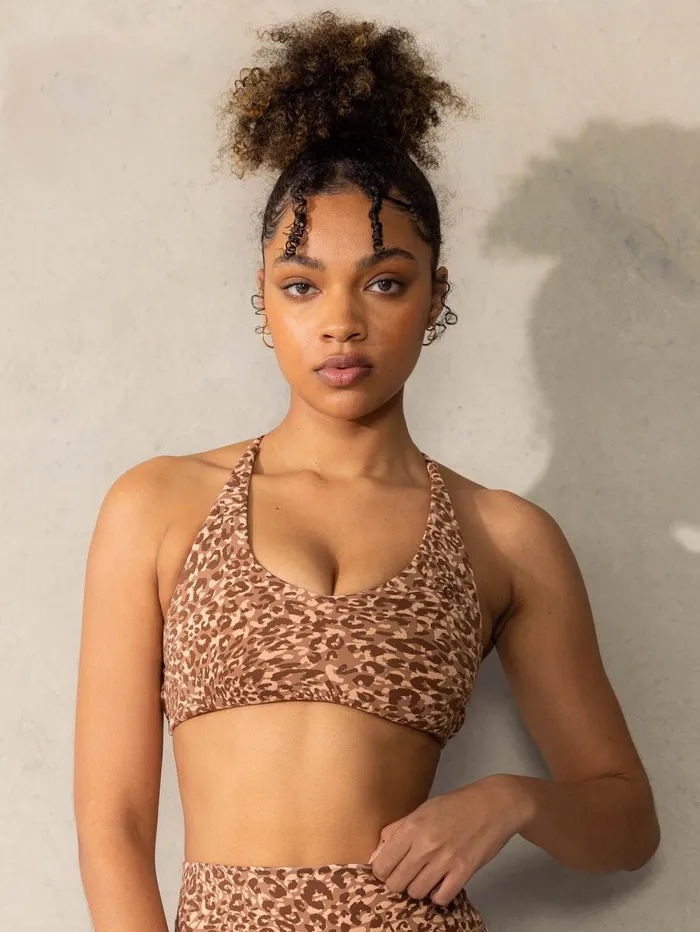 Empower Sports Crop 8211 Mocha Leopard Women Ryderwear Sports Bras