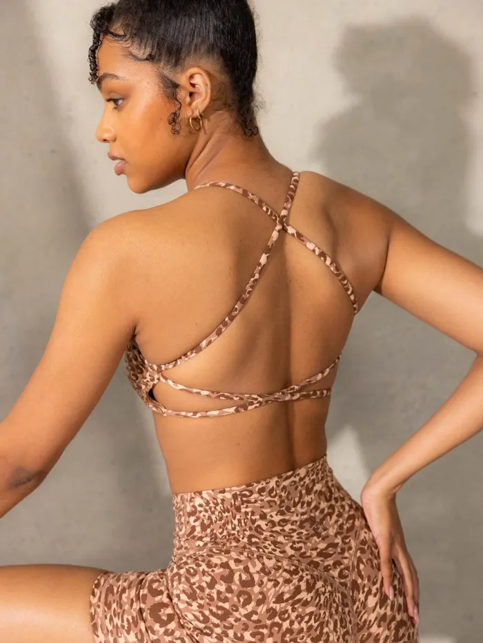 Empower Sports Crop 8211 Mocha Leopard Women Ryderwear Sports Bras