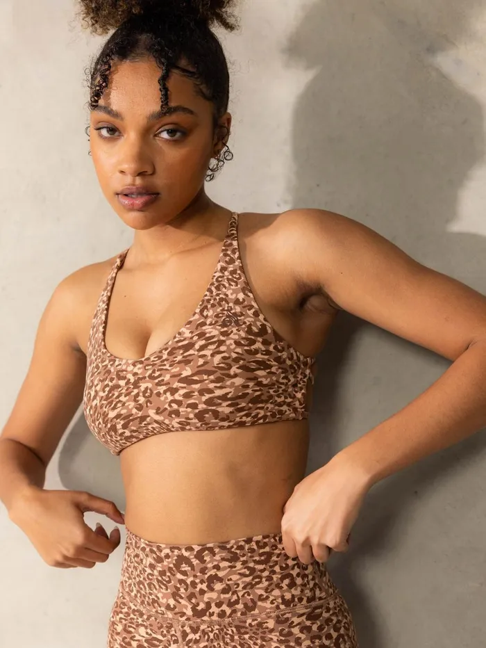 Empower Sports Crop 8211 Mocha Leopard Women Ryderwear Sports Bras