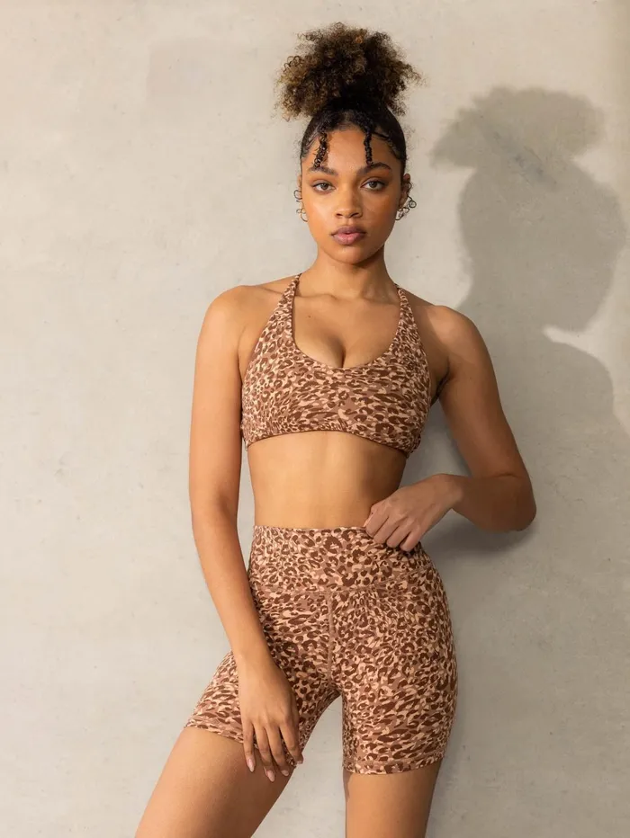 Empower Sports Crop 8211 Mocha Leopard Women Ryderwear Sports Bras