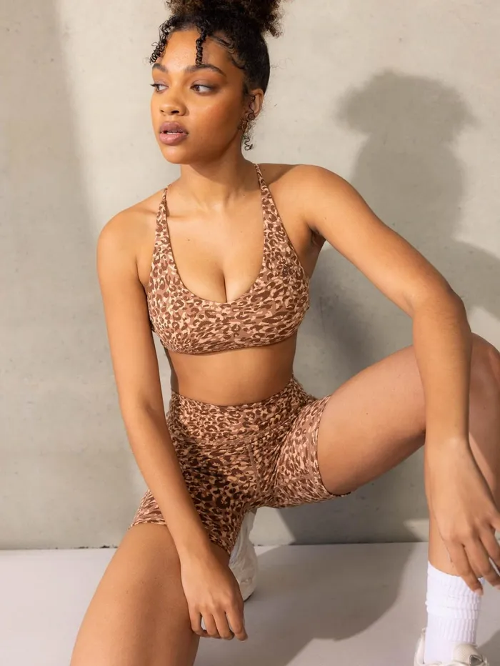 Empower Sports Crop 8211 Mocha Leopard Women Ryderwear Sports Bras