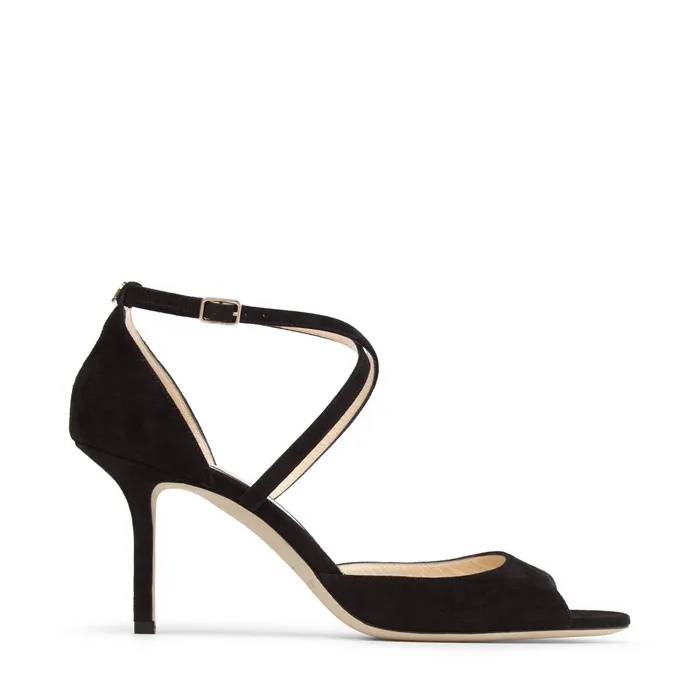 Emsy 85 Black Suede Sandals Black Women JIMMY CHOO Sandals