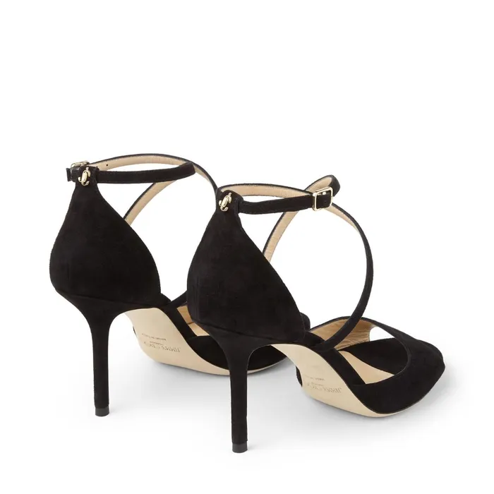 Emsy 85 Black Suede Sandals Black Women JIMMY CHOO Sandals