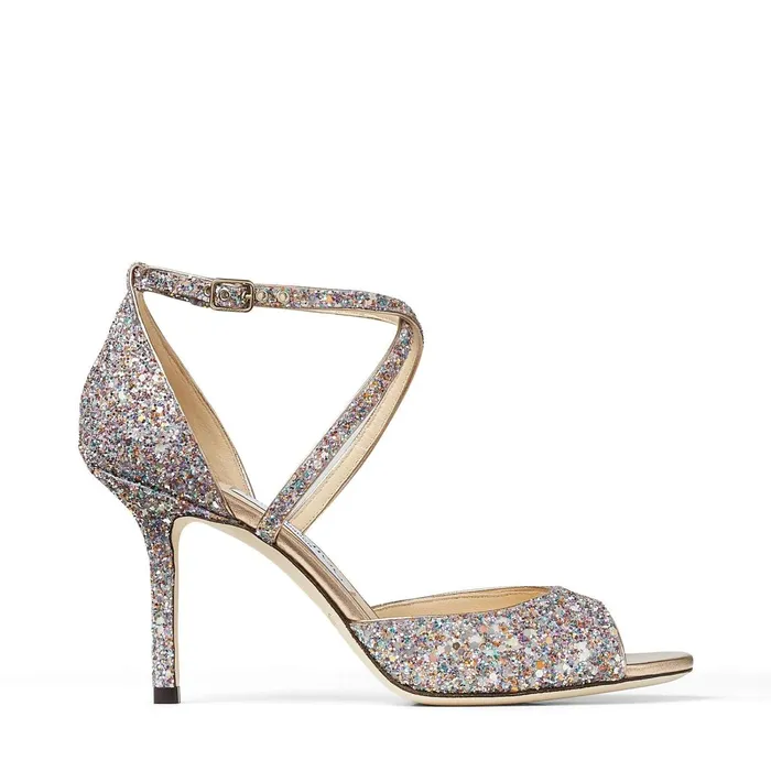 Emsy 85 Luminous GlowInTheDark Glitter Fabric Sandals With Crossover Straps Mochi Women JIMMY CHOO Sandals Emsy 85 Luminous GlowInTheDark Glitter Fabric Sandals With Crossover Straps Mochi Women JIMMY CHOO Sandals