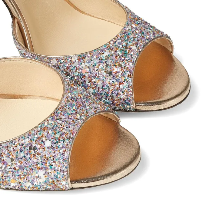 Emsy 85 Luminous GlowInTheDark Glitter Fabric Sandals With Crossover Straps Mochi Women JIMMY CHOO Sandals