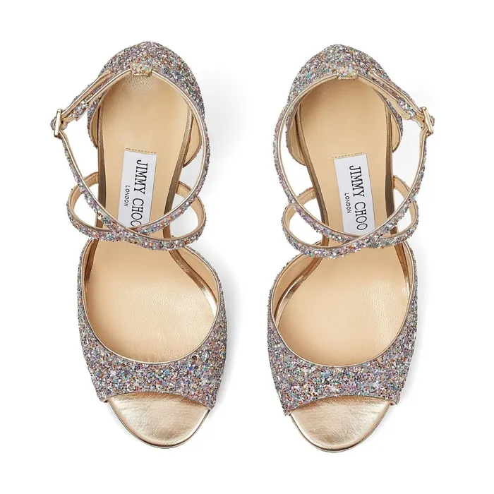 Emsy 85 Luminous GlowInTheDark Glitter Fabric Sandals With Crossover Straps Mochi Women JIMMY CHOO Sandals