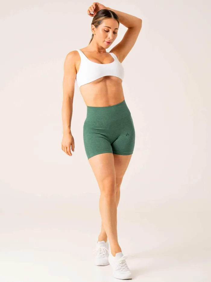 Evolve Seamless Shorts 8211 Green Marl Women Ryderwear Gym Shorts
