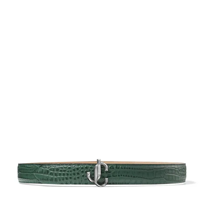 Felisa Cactus CrocEmbossed Leather Belt With Jc Emblem Cactus Women JIMMY CHOO Belts Felisa Cactus CrocEmbossed Leather Belt With Jc Emblem Cactus Women JIMMY CHOO Belts