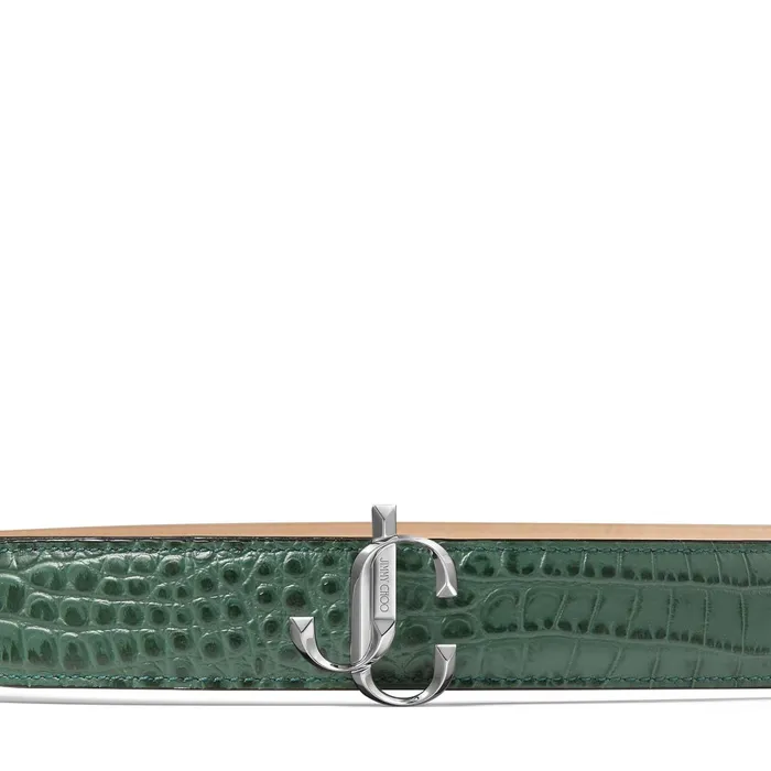 Felisa Cactus CrocEmbossed Leather Belt With Jc Emblem Cactus Women JIMMY CHOO Belts