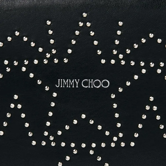 Filipa Black Leather Wallet With Silver Mini Studs In A Star Shape Blacksilver Women JIMMY CHOO Small Leather Goods