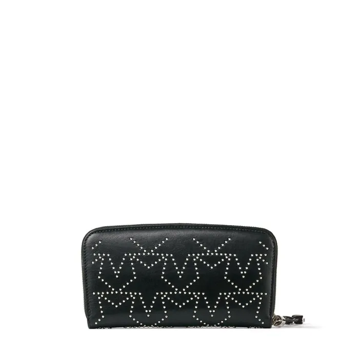 Filipa Black Leather Wallet With Silver Mini Studs In A Star Shape Blacksilver Women JIMMY CHOO Small Leather Goods
