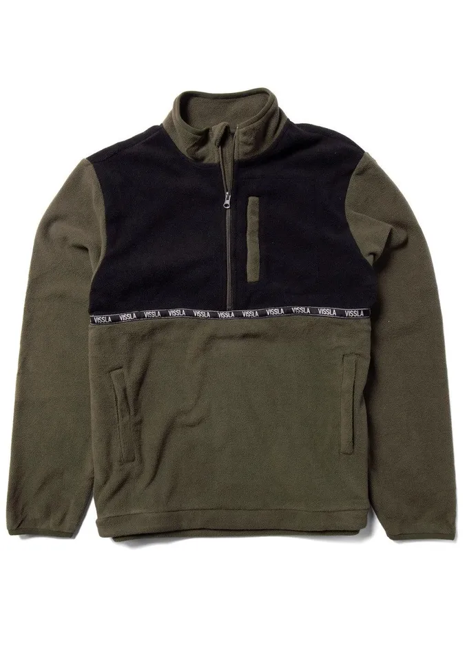Fleece and Hoodies Men Vissla Hike Eco Polar Fleece Dark Olive
