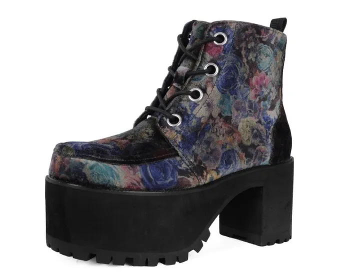 Floral Velvet Nosebleed Boot Women TUK Shoes Boots