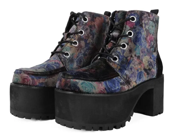 Floral Velvet Nosebleed Boot Women TUK Shoes Boots