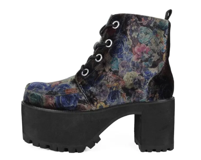 Floral Velvet Nosebleed Boot Women TUK Shoes Boots