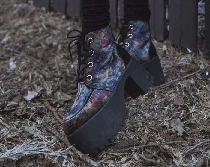 Floral Velvet Nosebleed Boot Women TUK Shoes Boots