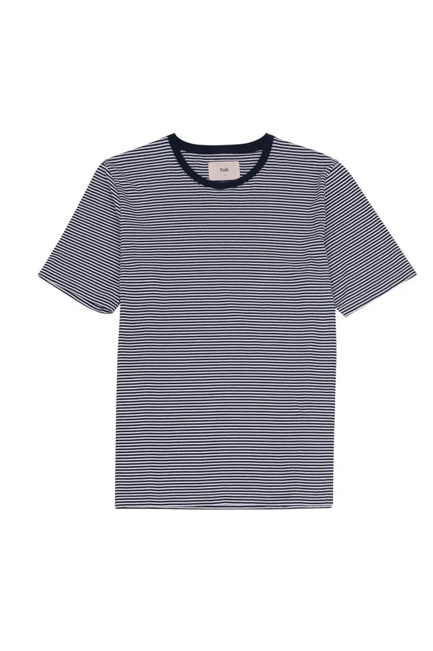 Folk Clothing 12151 Striped TShirt 8211 Navy Ecru Mens TShirts