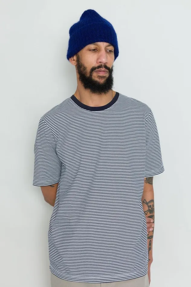 Folk Clothing 12151 Striped TShirt 8211 Navy Ecru Mens TShirts