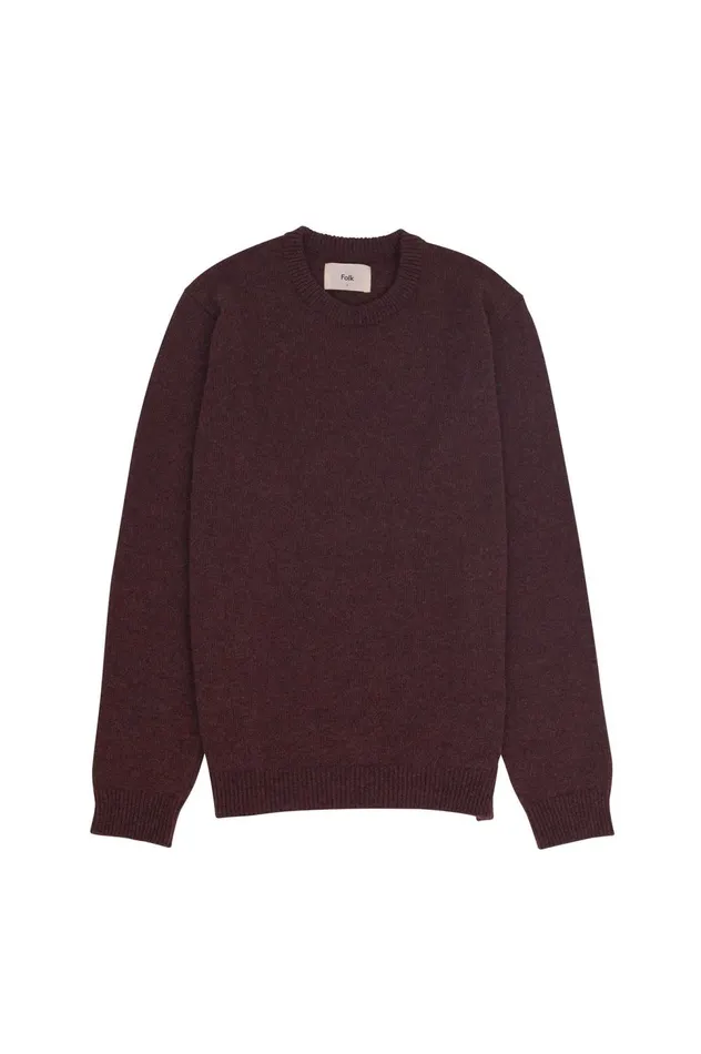 Folk Clothing Assembly Crew Jumper 8211 Chocolate Mens Knitwear