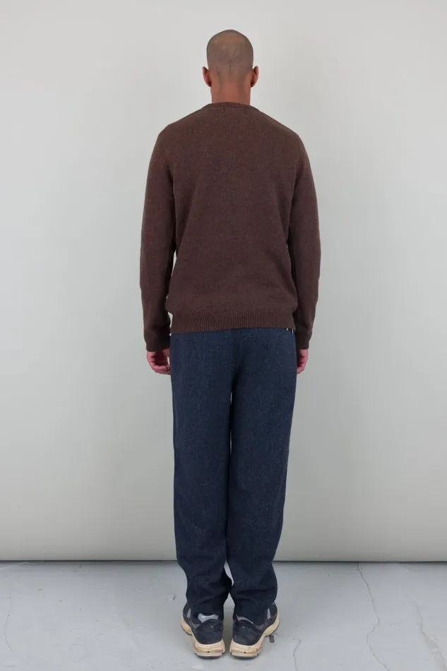 Folk Clothing Assembly Crew Jumper 8211 Chocolate Mens Knitwear