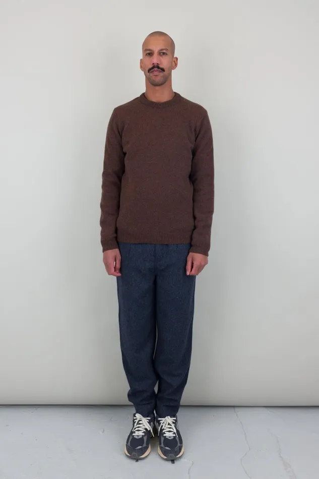 Folk Clothing Assembly Crew Jumper 8211 Chocolate Mens Knitwear