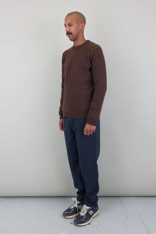 Folk Clothing Assembly Crew Jumper 8211 Chocolate Mens Knitwear
