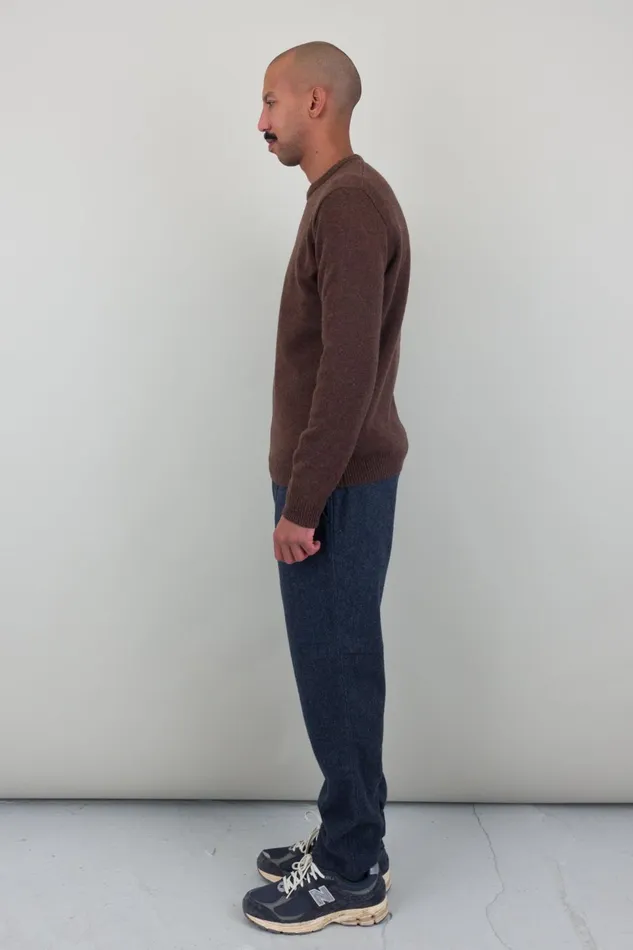 Folk Clothing Assembly Crew Jumper 8211 Chocolate Mens Knitwear
