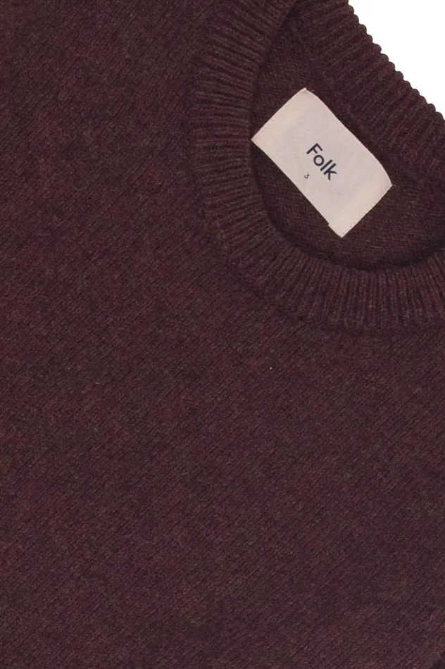 Folk Clothing Assembly Crew Jumper 8211 Chocolate Mens Knitwear