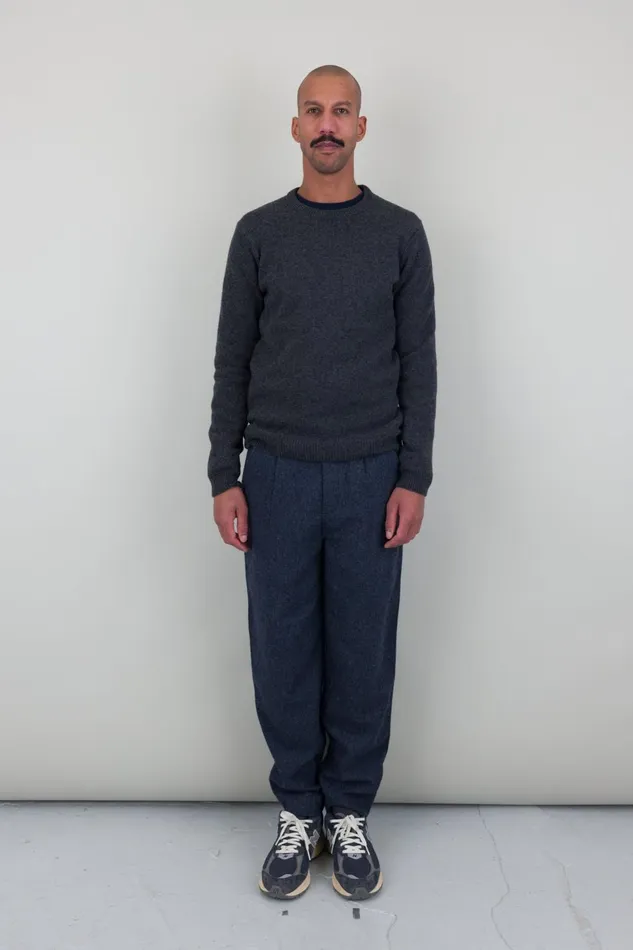 Folk Clothing Assembly Crew Jumper 8211 Graphite Mens Knitwear