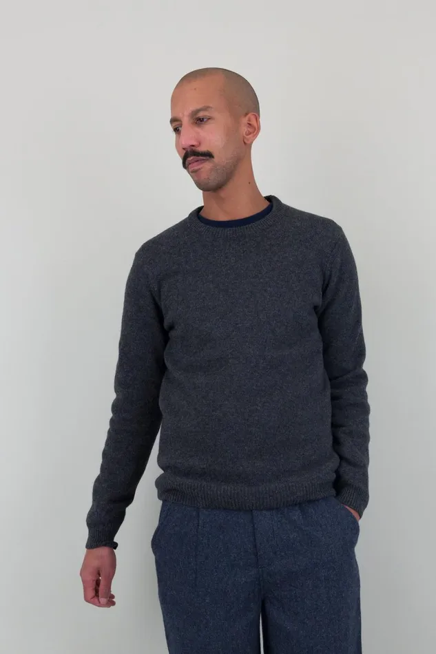 Folk Clothing Assembly Crew Jumper 8211 Graphite Mens Knitwear