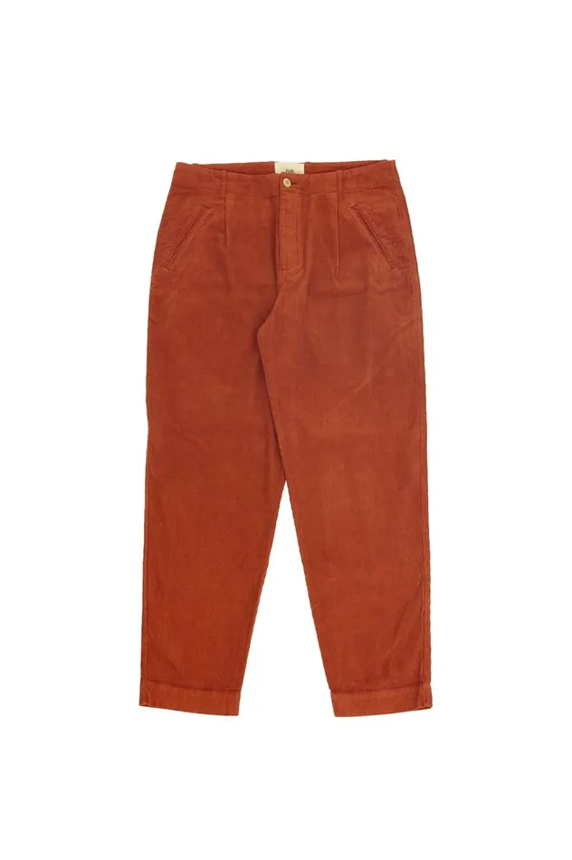 Folk Clothing Assembly Pant 8211 Dark Rust Cord Mens Trousers