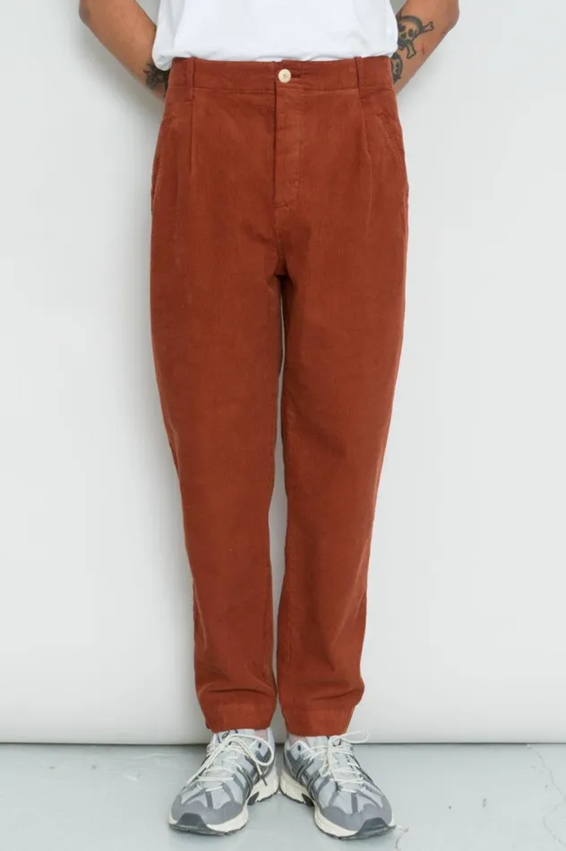 Folk Clothing Assembly Pant 8211 Dark Rust Cord Mens Trousers