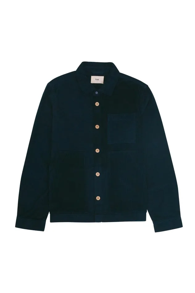 Folk Clothing Assembly Worker Jacket 8211 Navy Cord Mix Mens Outerwear