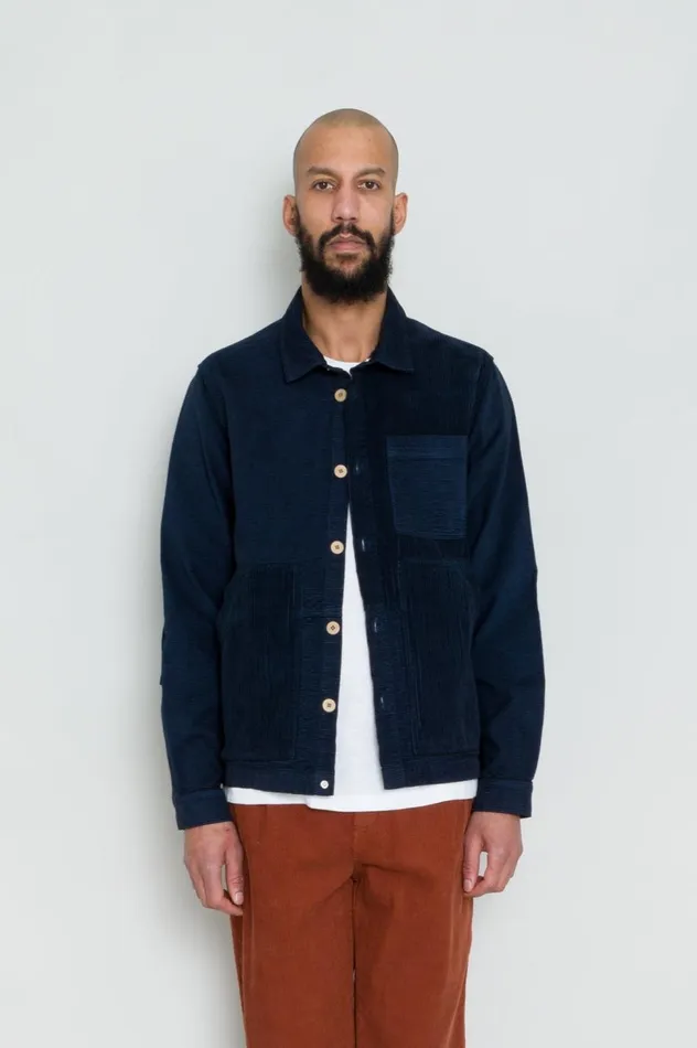 Folk Clothing Assembly Worker Jacket 8211 Navy Cord Mix Mens Outerwear