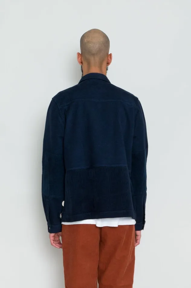 Folk Clothing Assembly Worker Jacket 8211 Navy Cord Mix Mens Outerwear