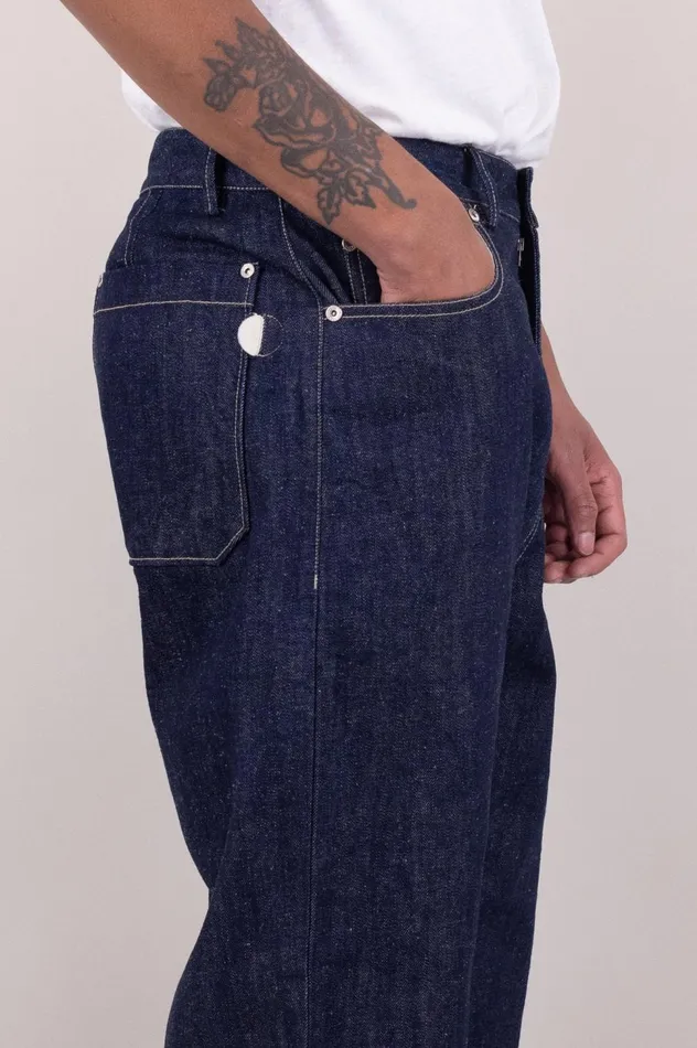 Folk Clothing Barrel Leg Pant 8211 Dark Indigo Mens Trousers