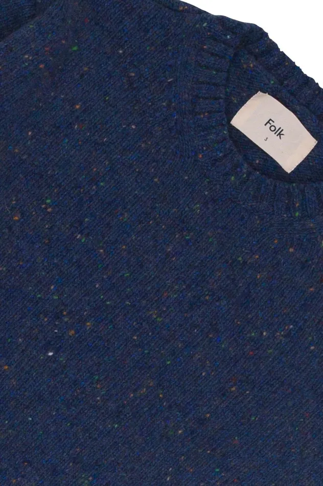 Folk Clothing Chain Crew 8211 Bright Navy Mens Knitwear