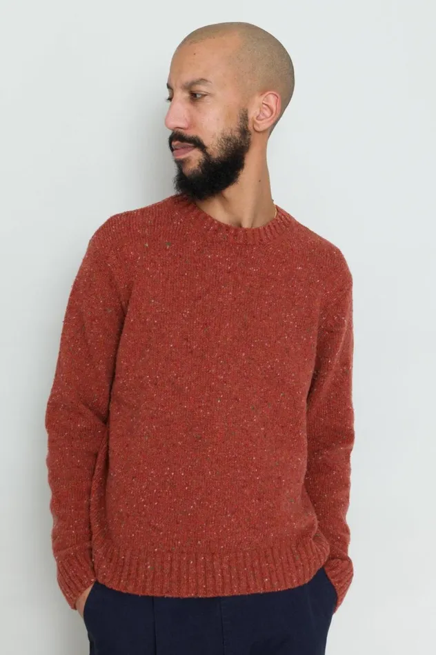 Folk Clothing Chain Crew 8211 Rust Mens Knitwear