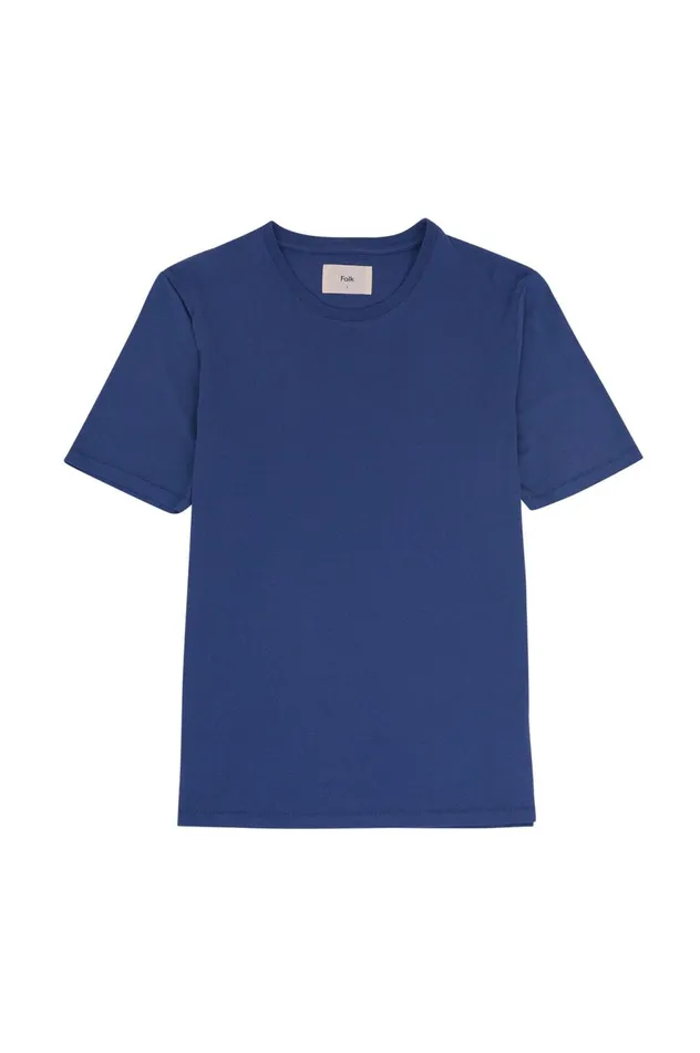 Folk Clothing Contrast Sleeve TShirt 8211 Mid Navy Mens TShirts