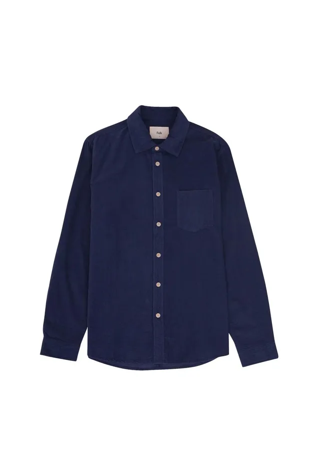 Folk Clothing Direction Babycord Shirt 8211 Washed Ink Mens Shirts