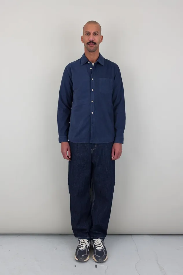 Folk Clothing Direction Babycord Shirt 8211 Washed Ink Mens Shirts
