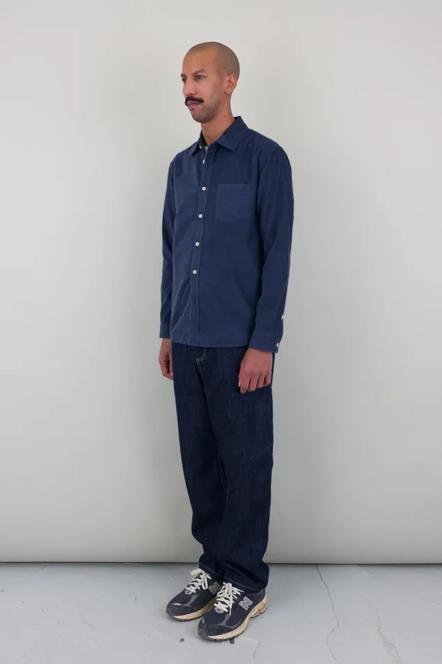 Folk Clothing Direction Babycord Shirt 8211 Washed Ink Mens Shirts