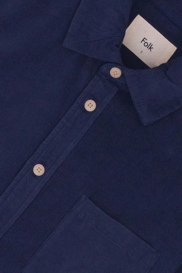 Folk Clothing Direction Babycord Shirt 8211 Washed Ink Mens Shirts