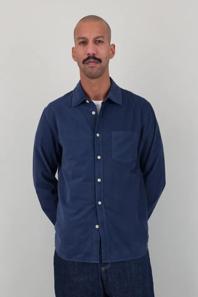 Folk Clothing Direction Babycord Shirt 8211 Washed Ink Mens Shirts