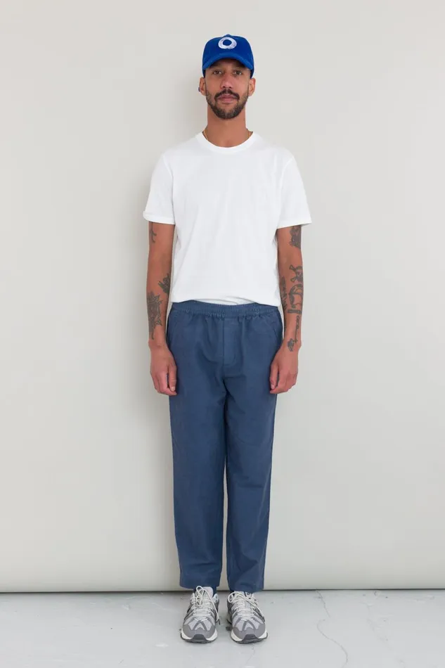 Folk Clothing Drawcord Assembly Pant 8211 Steel Blue Moleskin Mens Trousers