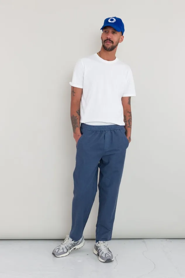 Folk Clothing Drawcord Assembly Pant 8211 Steel Blue Moleskin Mens Trousers